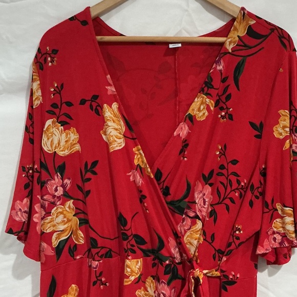 Old Navy Red and Yellow Floral Midi Dress - Picture 2 of 7